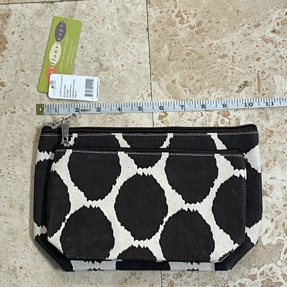 Rock Flower Paper Uzbek Brown Set of 2 Cosmetic bags NWT